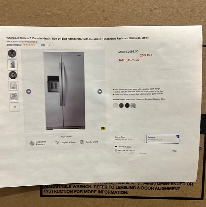 Whirlpool 20.6 cu ft Counter-depth Side by Side