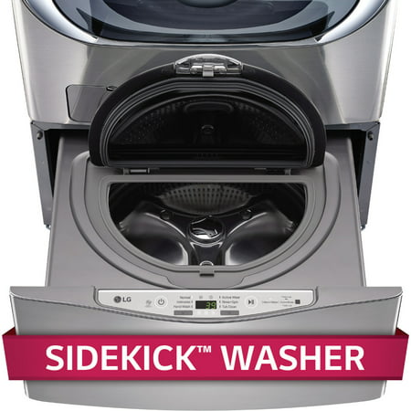 LG - SideKick 1.0 Cu. Ft. High-Efficiency Smart Top Load Pedestal Washer with 3-Motion Technology - Graphite Steel