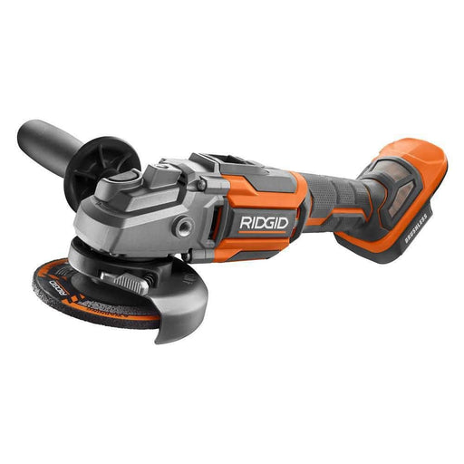 RIDGID R86041B 18-Volt Cordless Brushless 4-1/2 in. Angle Grinder (Tool-Only) with Handle and General Purpose Grinding Wheel