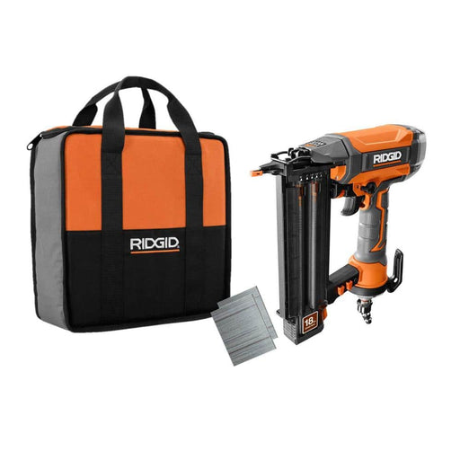 Ridgid R213BNF 18-Gauge 2-1/8 in. Brad Nailer with CLEAN DRIVE Technology  Tool Bag  and Sample Nails